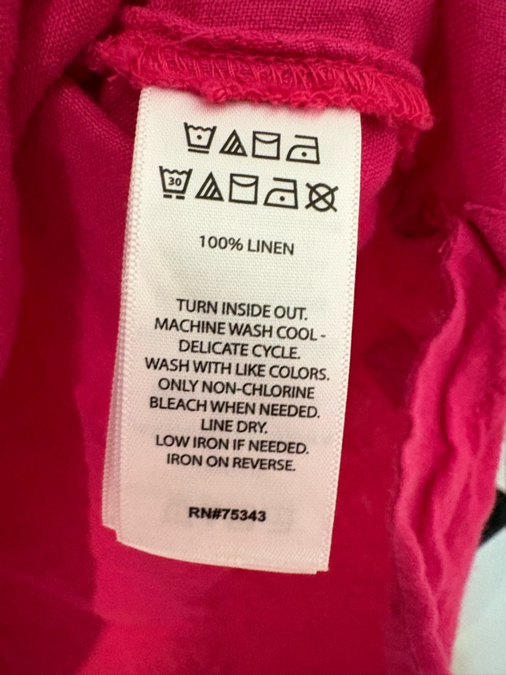 Isaac Mizrahi 100% Linen Fuchsia Pink V-Neck Collared Shirt Summer M - Picture 9 of 11